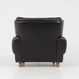 Czech Brown Leather Armchair from Vyber, 1970s