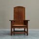 Antique solid oak armchair, 19th-century farmer style.
