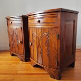 Pair of oak art deco bedside tables