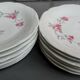 12 white plates with apple blossom motifs, Sologne porcelain