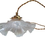 Vintage clear glass pendant light - wavy 1960 1970