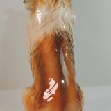 Vintage Ceramic Sitting Collie Dog Sculpture
