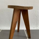 Vintage raw wood tripod stool