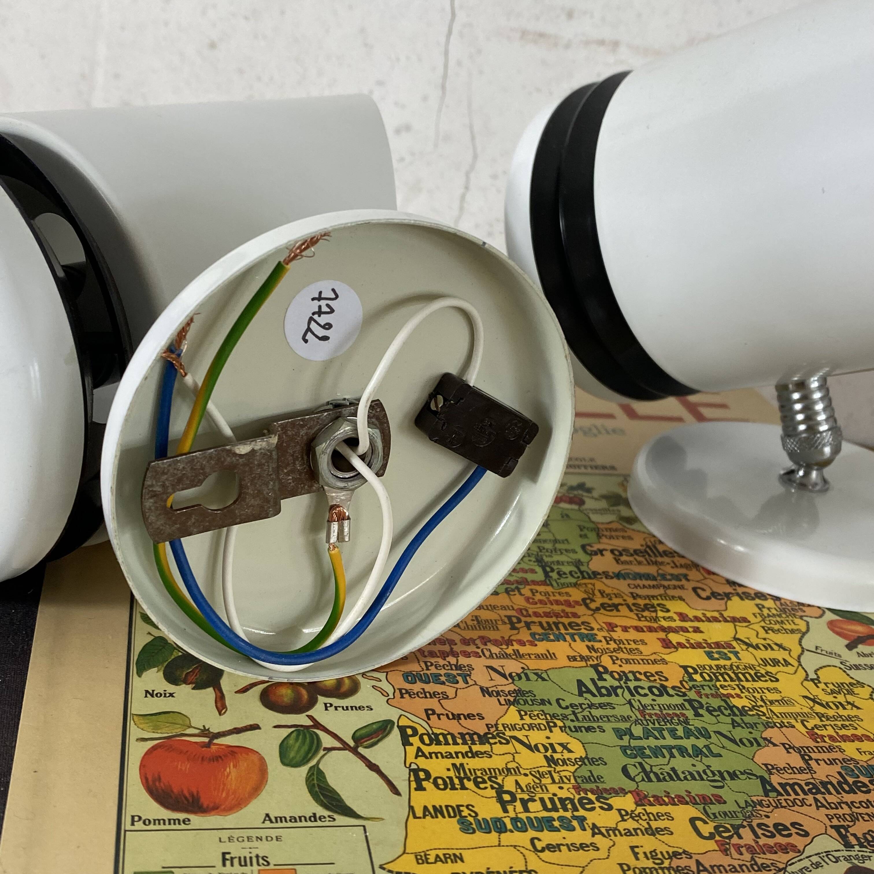 Pair of white metal wall spotlights