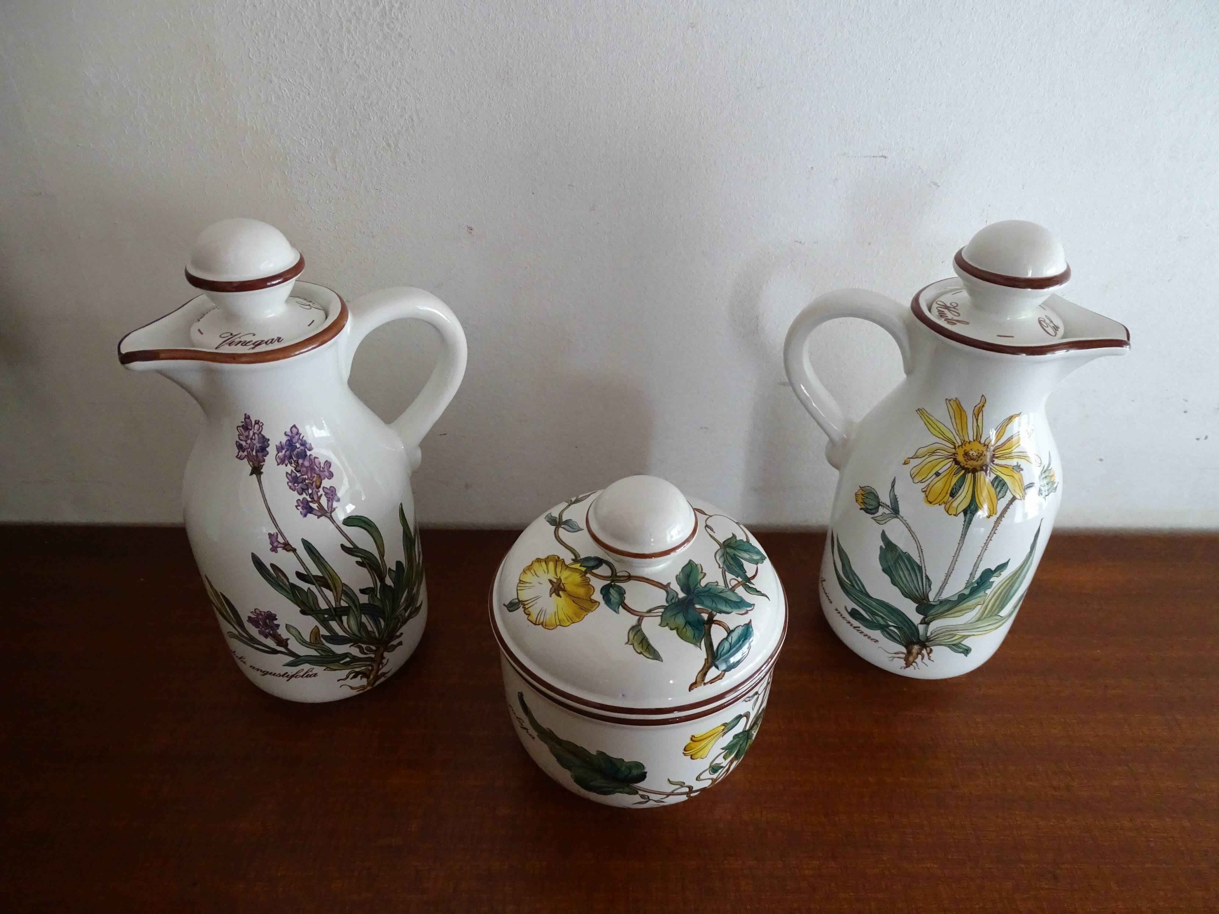 Villeroy & Boch set Huilier - vinaigrier - mustard maker signed Botanica