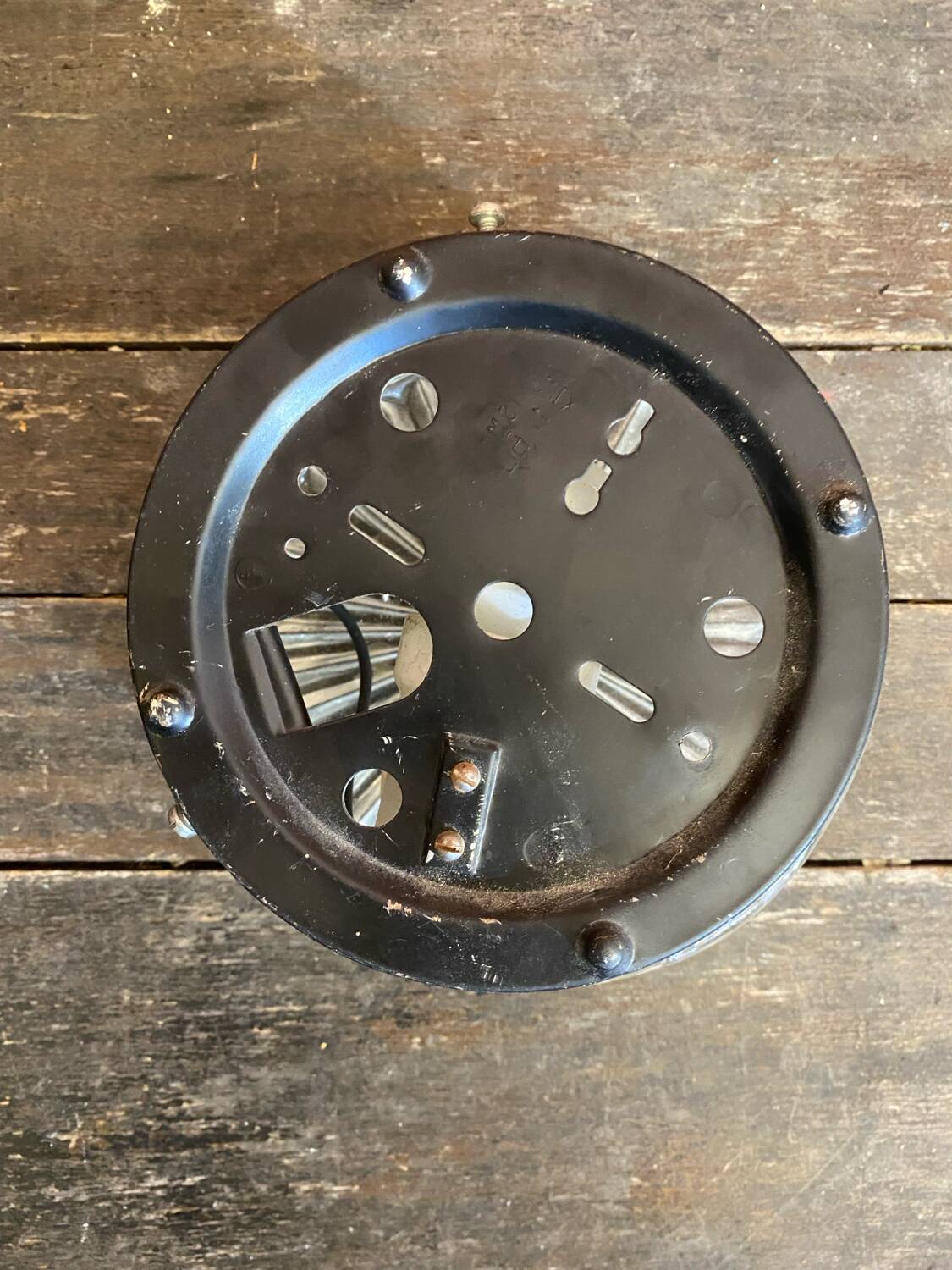 Vintage Black Metal Support + Moulded Glass Ceiling Light Fixture