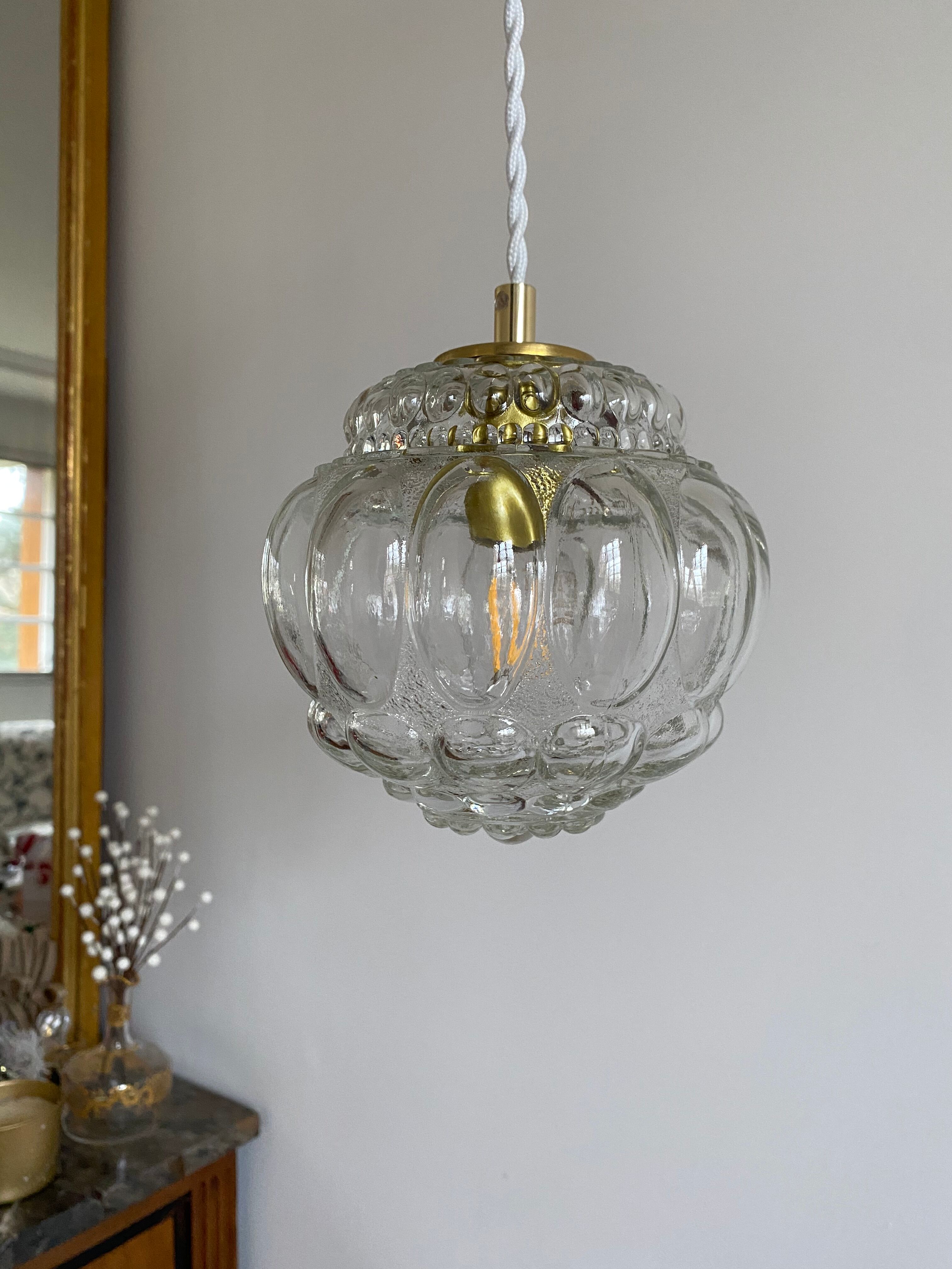 Vintage molded glass globe lamp