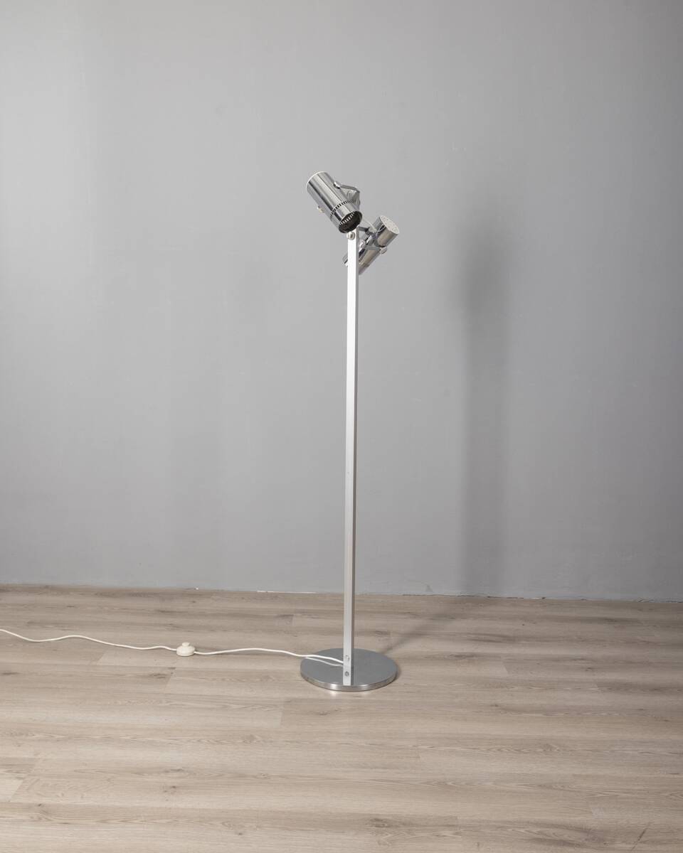 Vintage 70s metal floor lamp with two lights Italian design