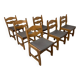 6 vintage solid wood brutalist chairs