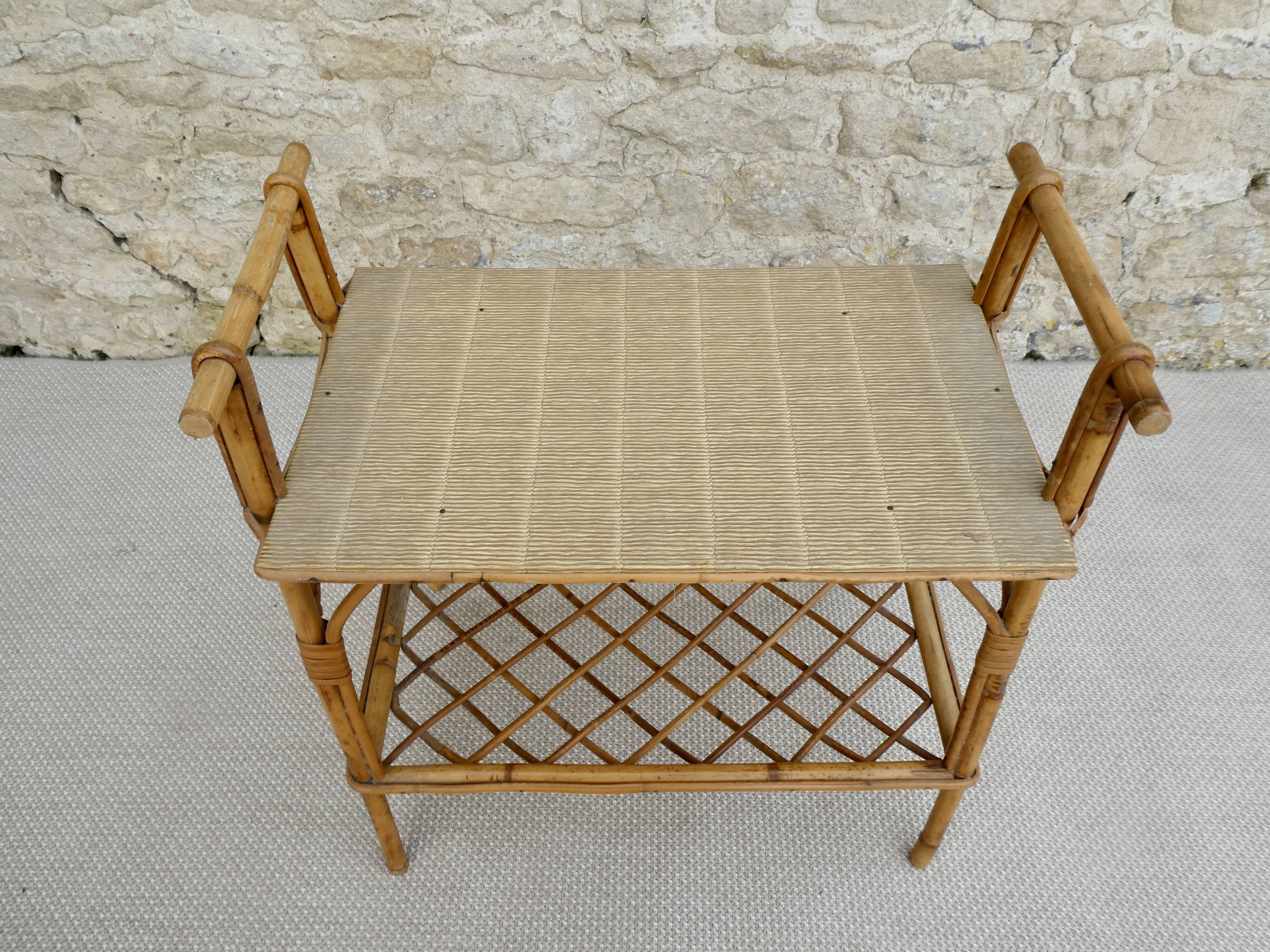 Rattan bedside table from the 60s 70s