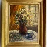 Still life with cup signed Peyranne, mid-20th century