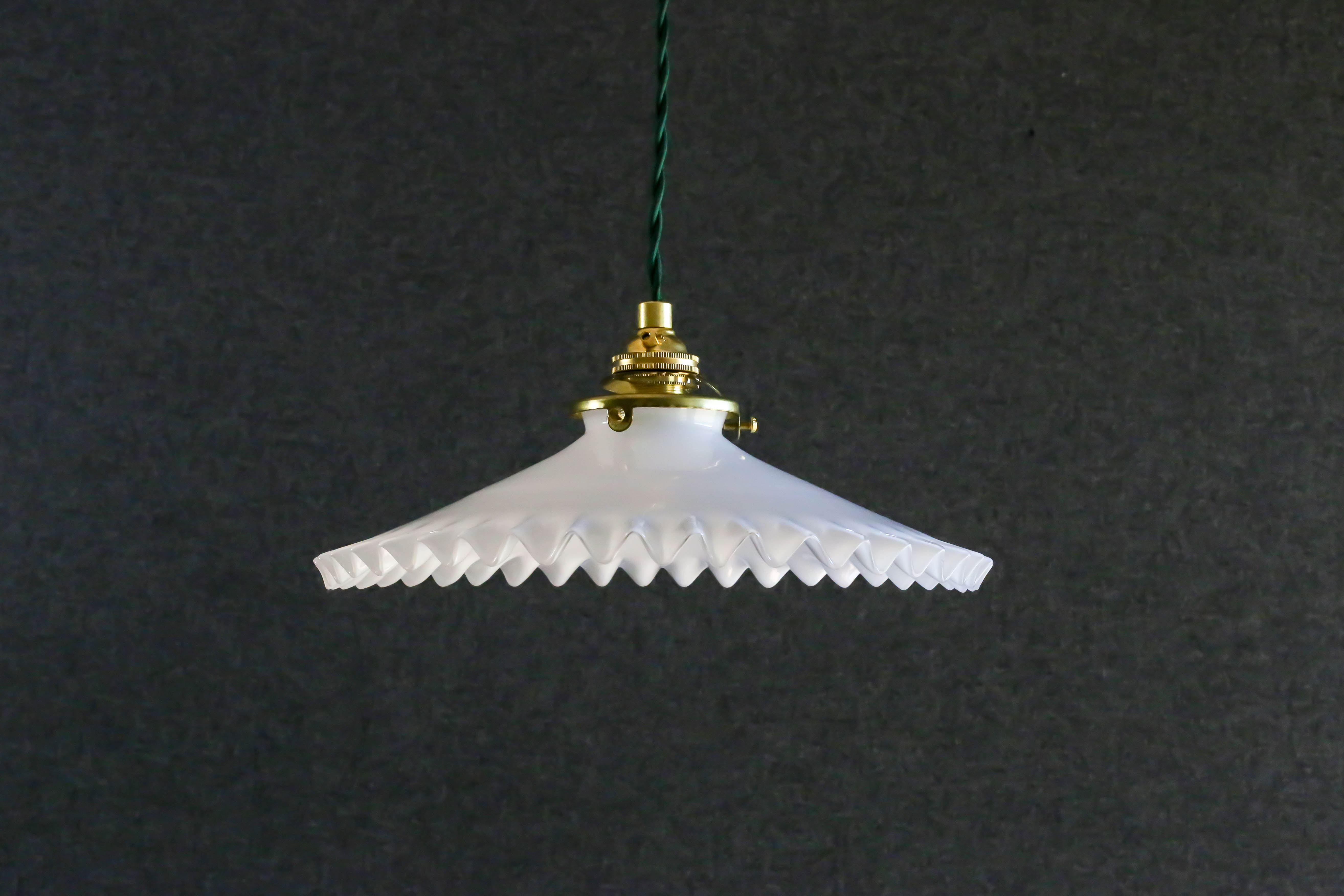 Antique suspension in white opaline comes with new brass socket