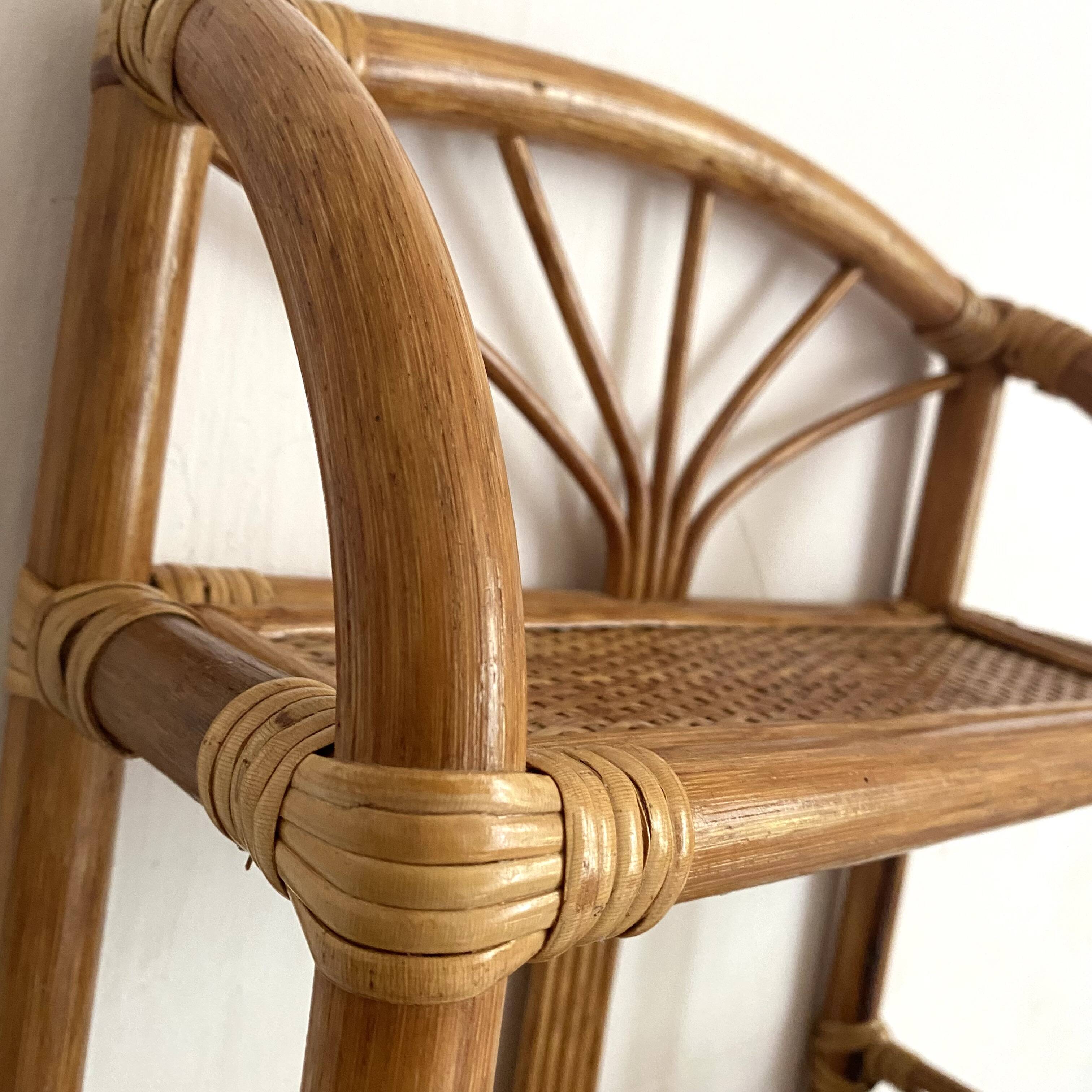 Vintage rattan wall shelf