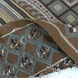 Vintage Berber Wool Carpet Hand-Knotted Antique Tunisian Brown