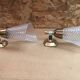 Pair of Old Brass Wall Lamp & Plexi Reflector 70s Vintage