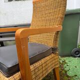 Paire de Chaises Vintage en Rotin & Bois Massif – Ambiance Bohème Chic