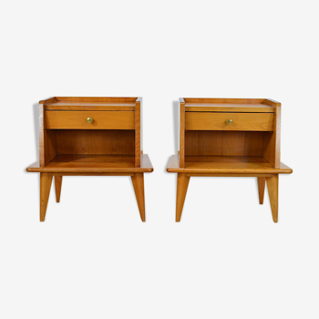 Pair of feet compas side tables - 1950