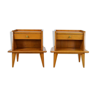 Pair of feet compas side tables - 1950