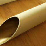 Set of 5 large cylindrical white and gold cinema pendants 1970s