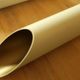 Set of 5 large cylindrical white and gold cinema pendants 1970s