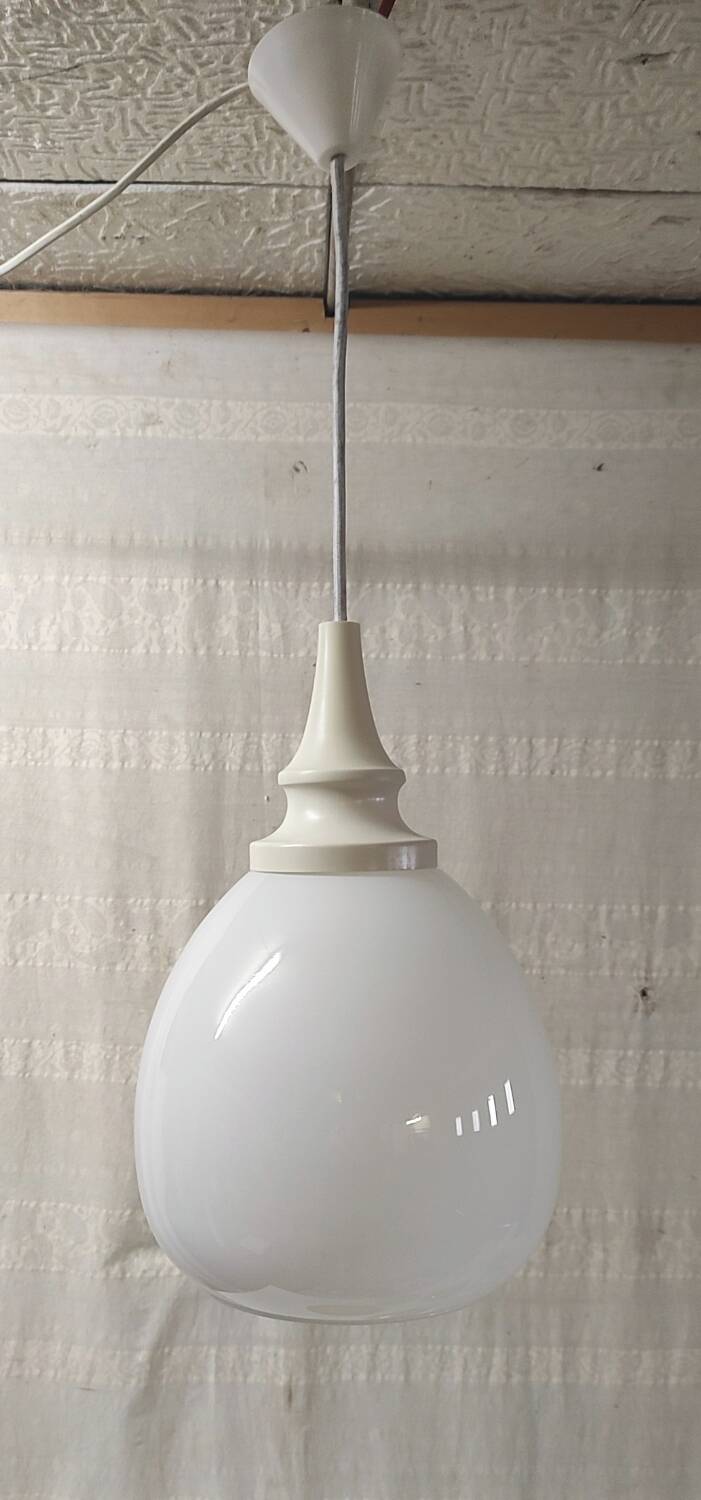 Scandinavian globe opaline suspension style - 1960s/70s