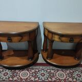 Pair of half-moon bedside tables