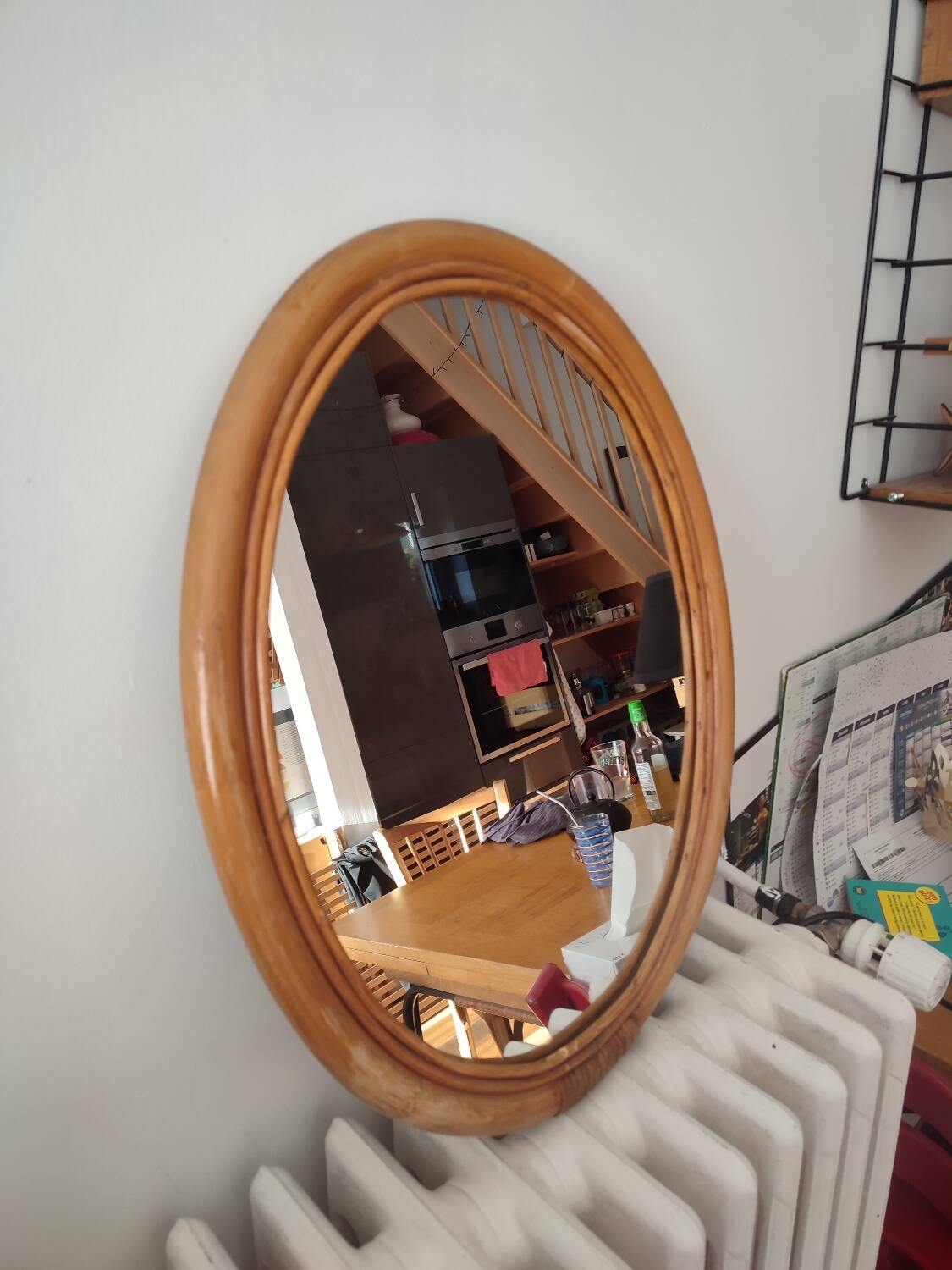 Vintage bamboo and rattan mirror