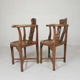 Set of 2 teak corner chairs, 1980s