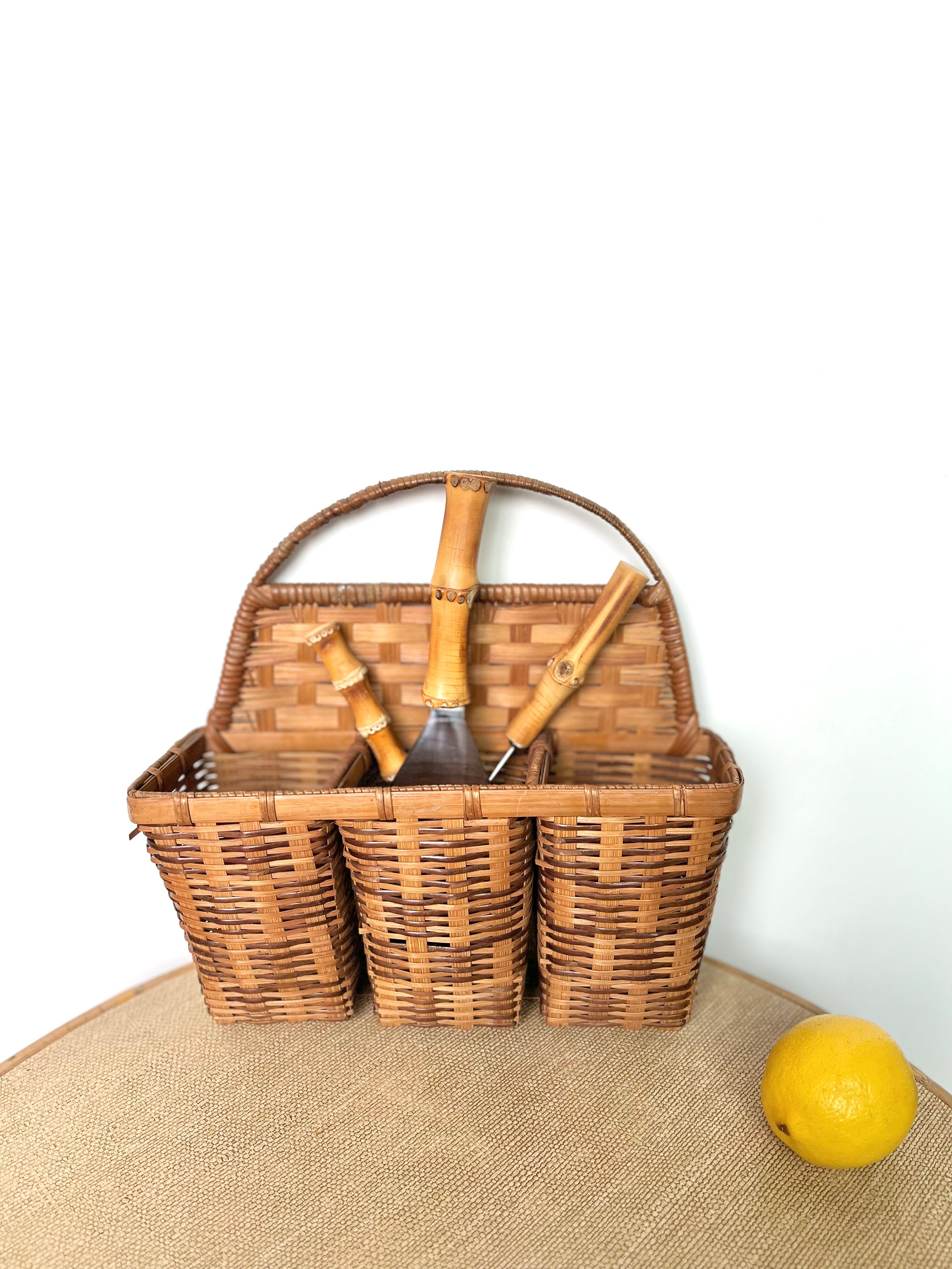 Vintage rattan hanging basket