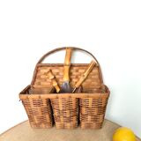 Vintage rattan hanging basket
