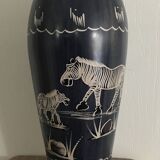 Soapstone soliflore vase, hand carved and painted in africa