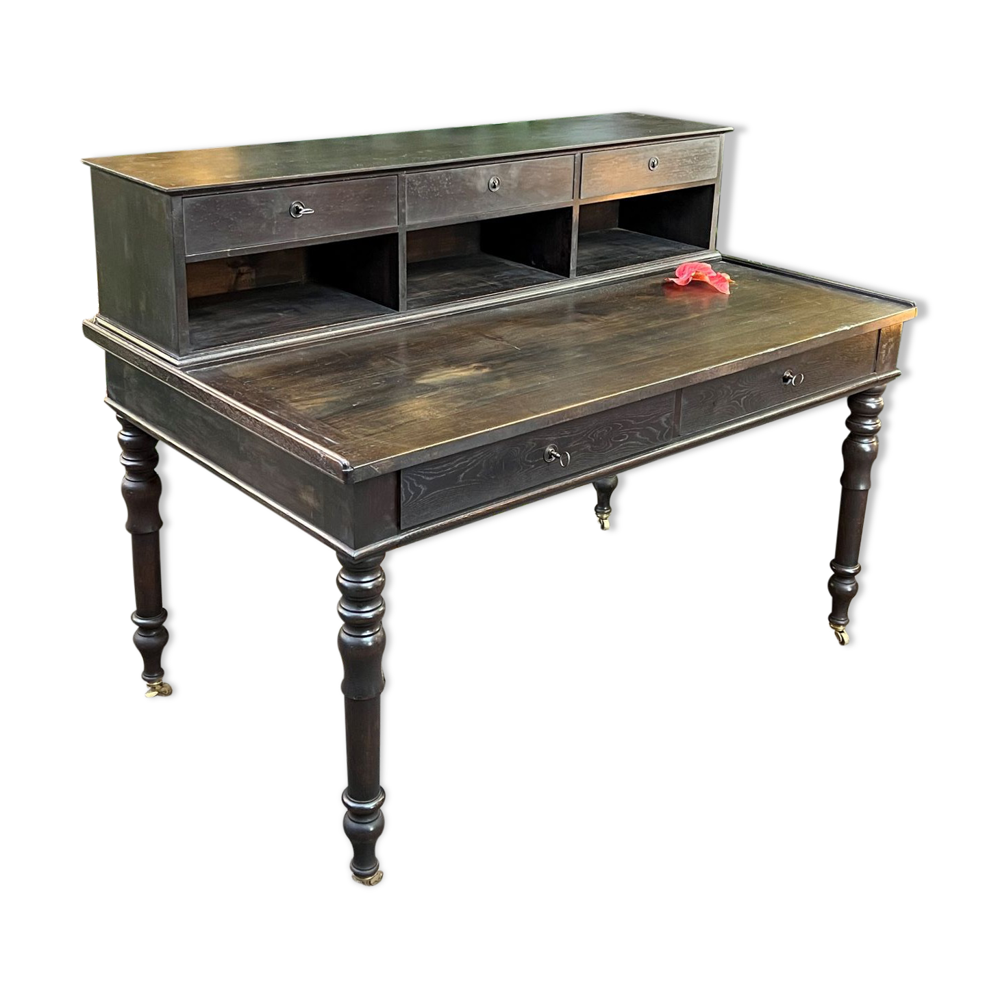 Flat desk louis philippe style in blackened pear tree