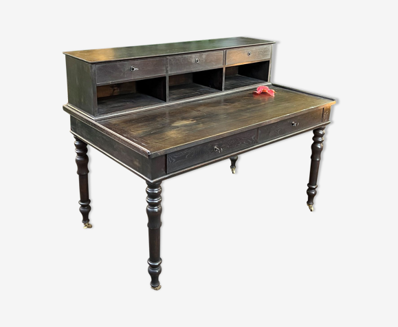 Flat desk louis philippe style in blackened pear tree