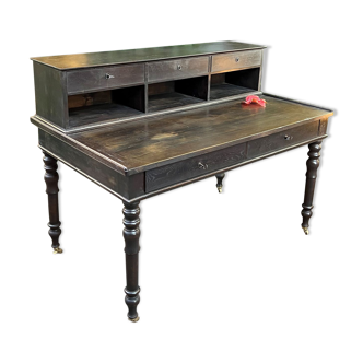 Bureau plat style louis philippe en poirier noirci