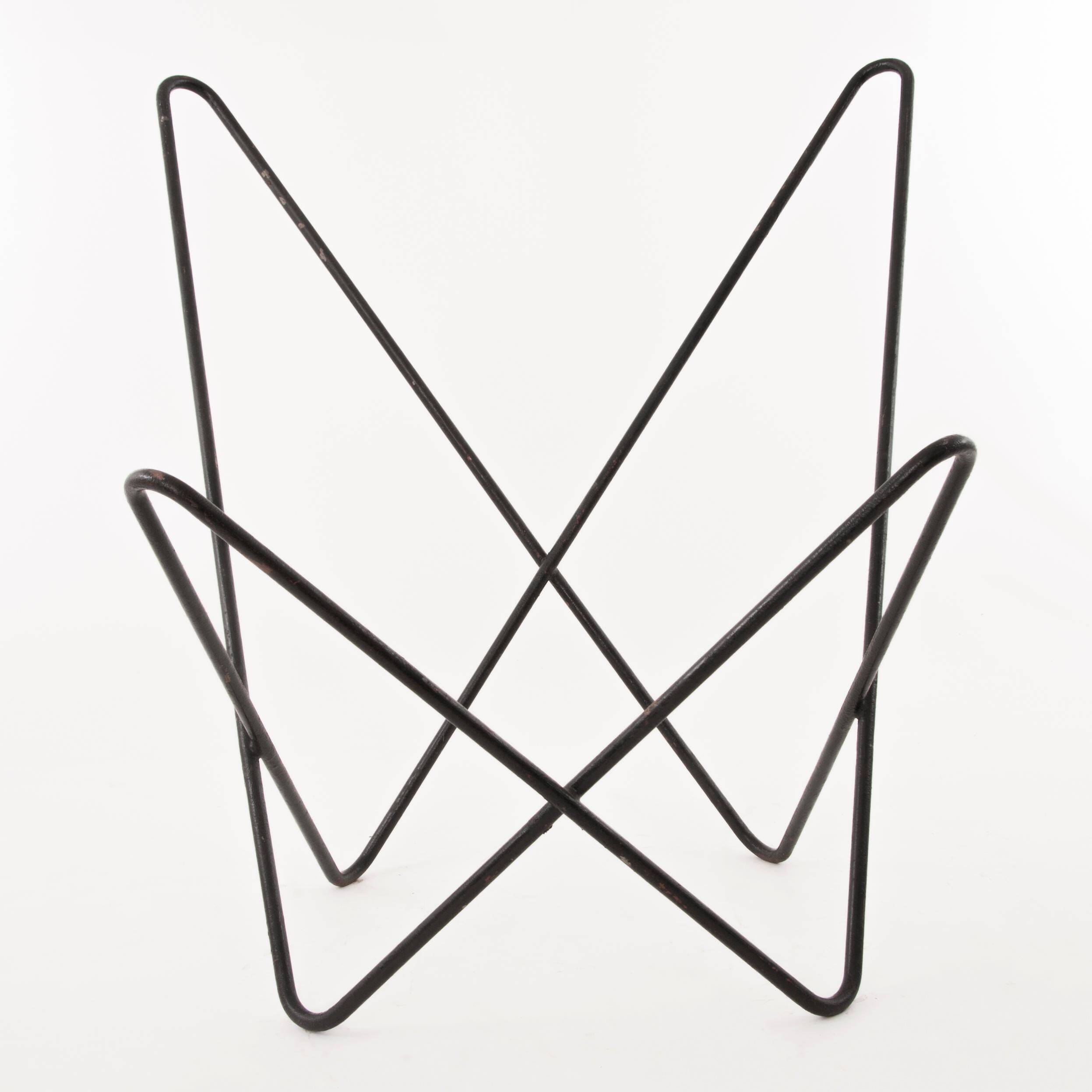 Four Fledermaus butterfly chairs in suede leather by Carl Aubock, Vienna, 1960s.