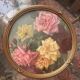 Antique painting of a bouquet of roses, 1900s – glass painting and Louis XVI gilded frame.