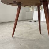 Table basse années 60 tripode bois ciselé