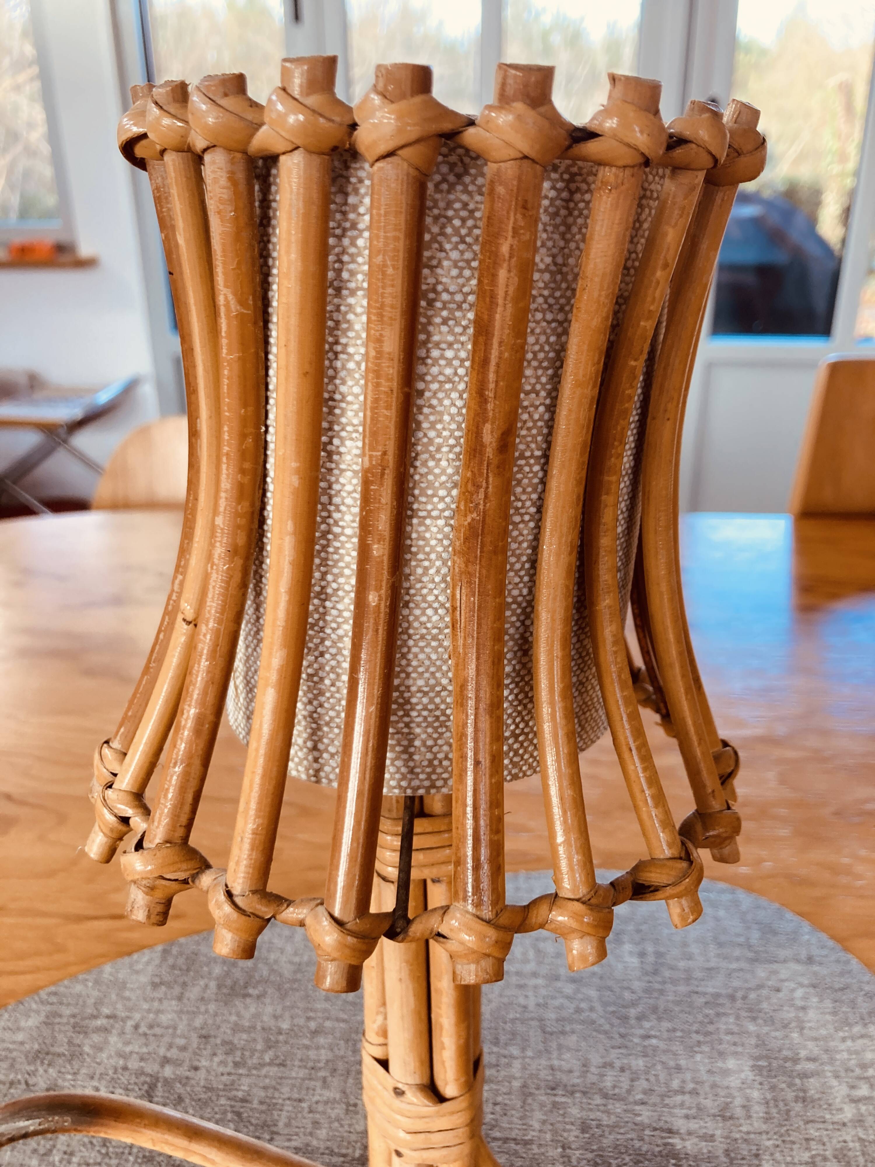 Small vintage rattan lamp