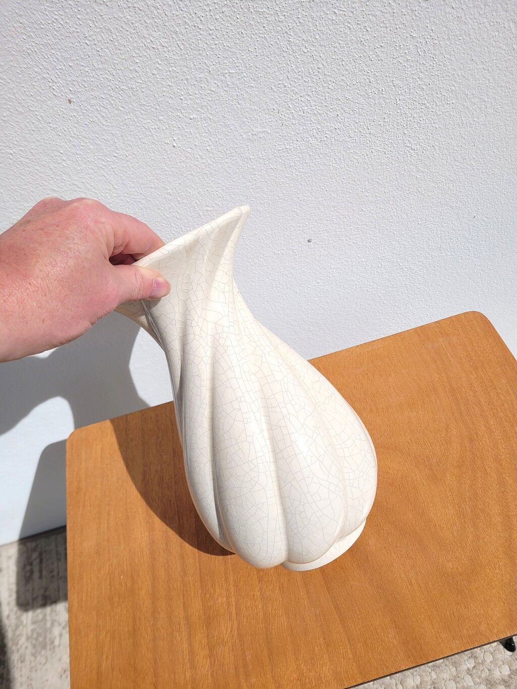 Vintage cracked ceramic vase from the Charolles pottery.