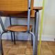 Set chair and school desk in steel, wood and formica, 50s-60s