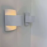 Pair of vintage wall lights, white lacquered metal, Peter Celsing Sweden 1960