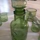 Carafe and 8 old glasses in bubble molded glass