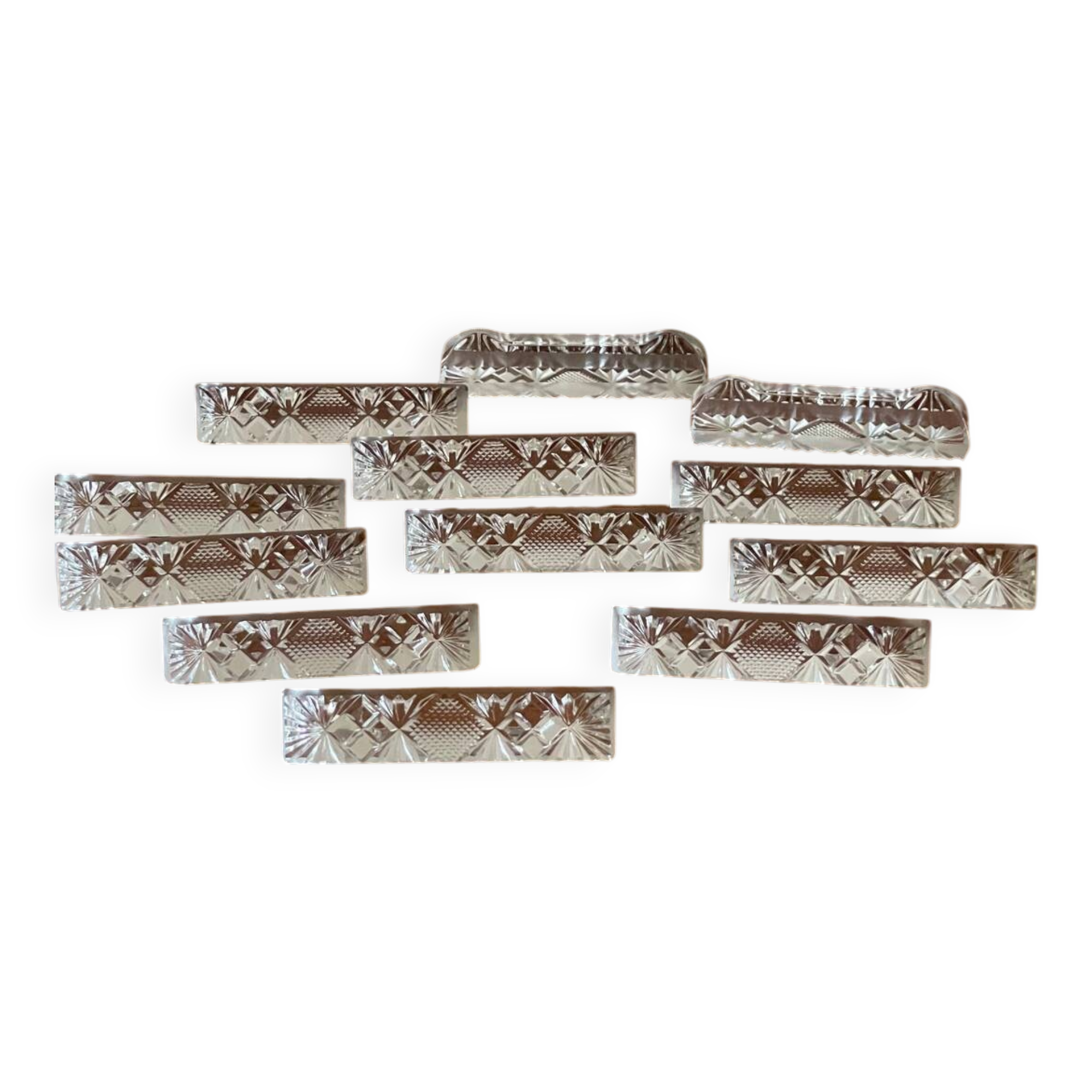 12 portes couteaux en verre taillé