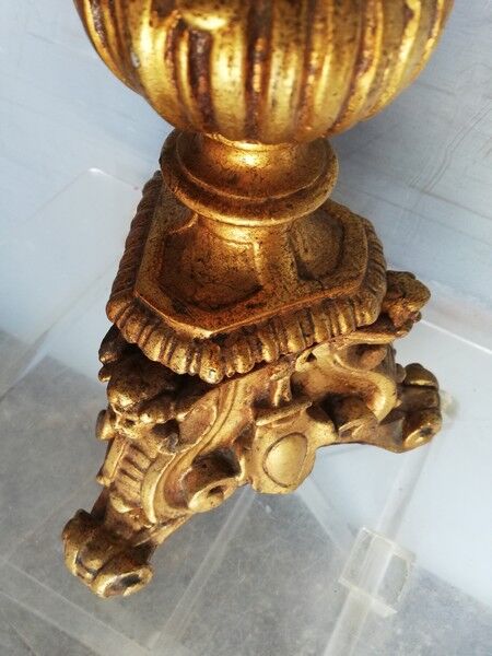 Wooden candlestick and gilded stucco from the beginning of the 20th century