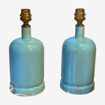 Paire de pieds de lampe, ancienne bouteille gaz en céramique