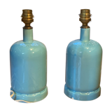 Pair of lamp bases, old ceramic gas bottle