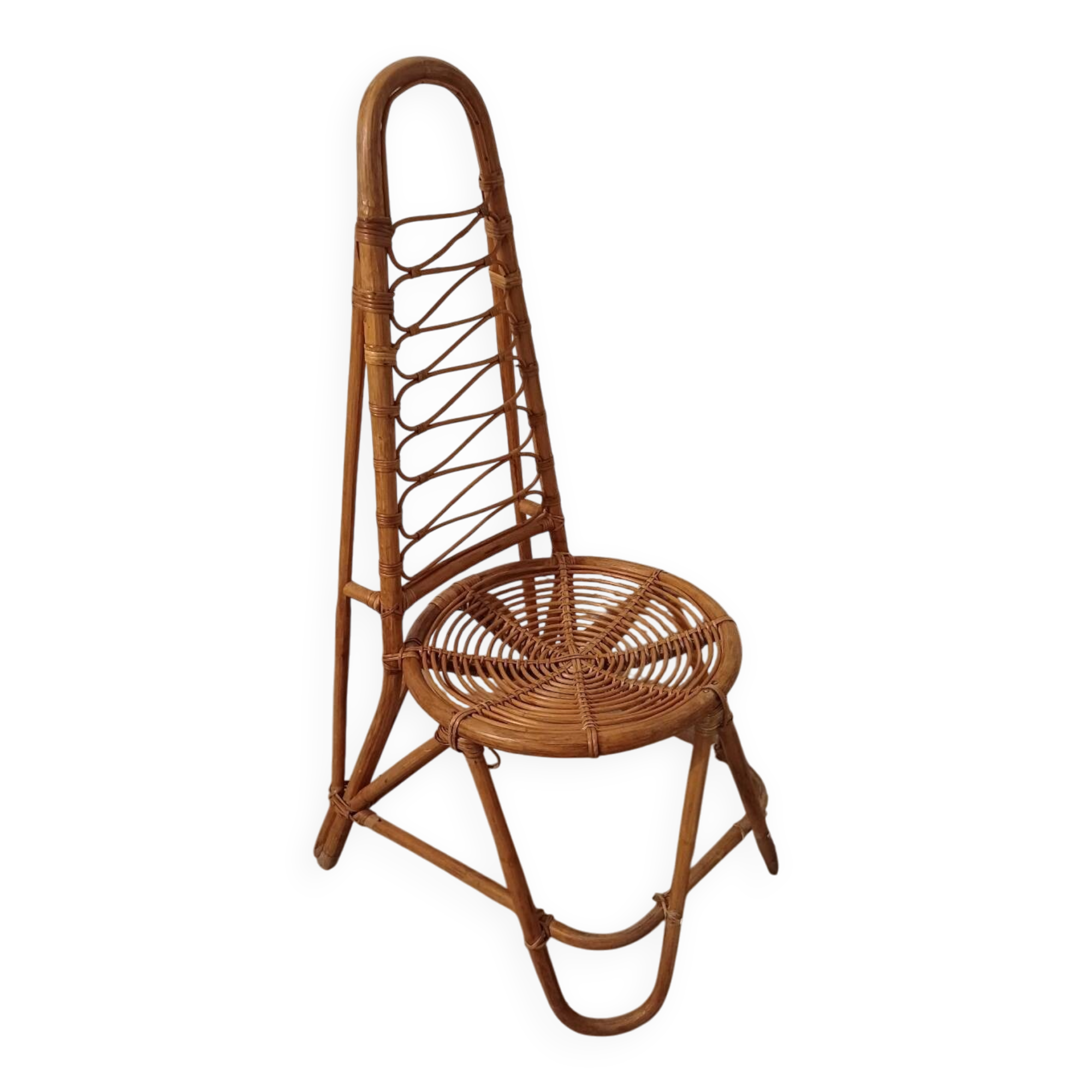 Rattan high chair, bamboo
