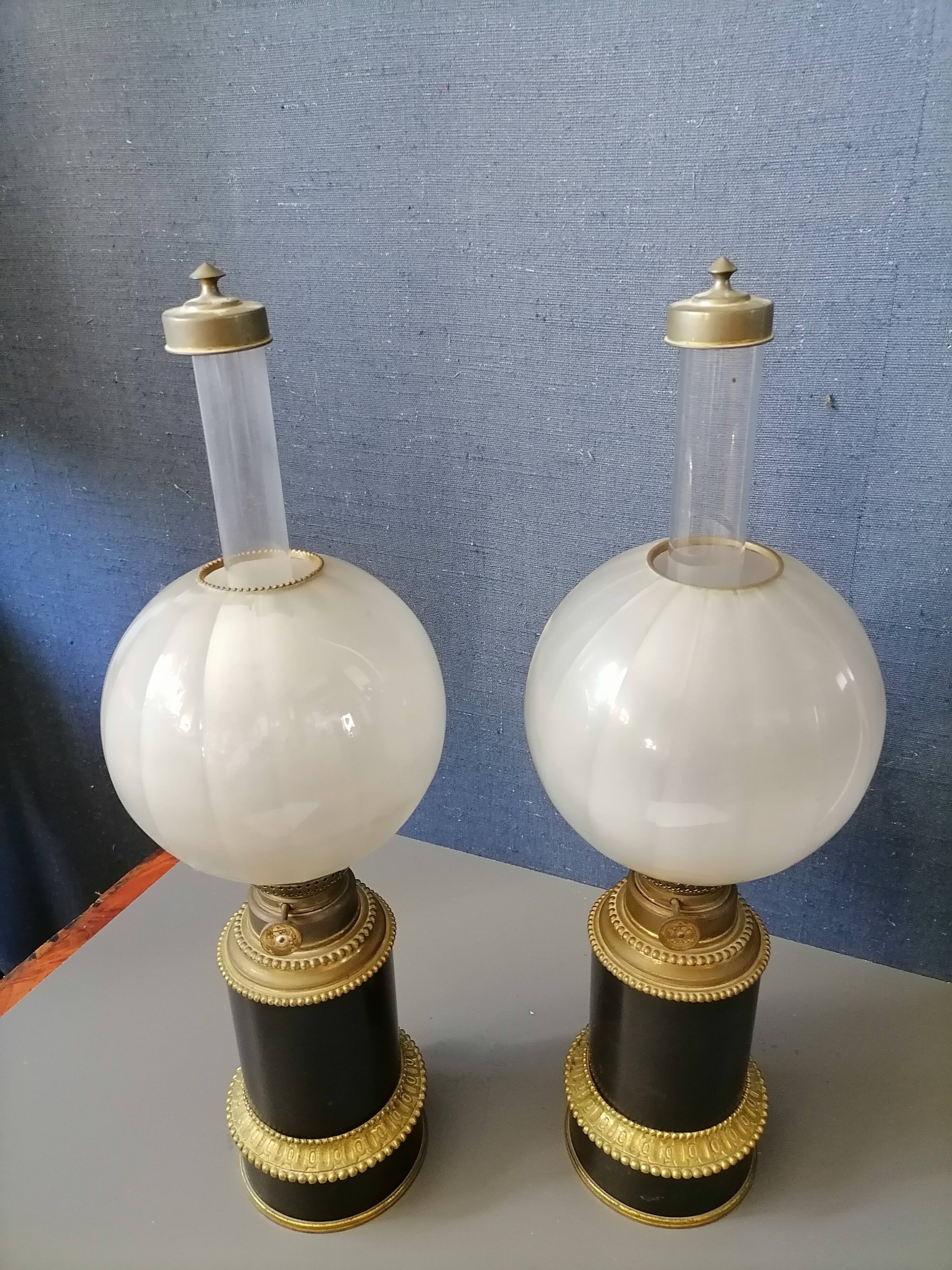 Paire de lampes à pétrole Napoléon III
