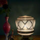 Vintage Art Deco pink and gold glass globe table lamp