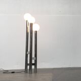 Vintage German floor lamp from the 1970s in glass and metal.